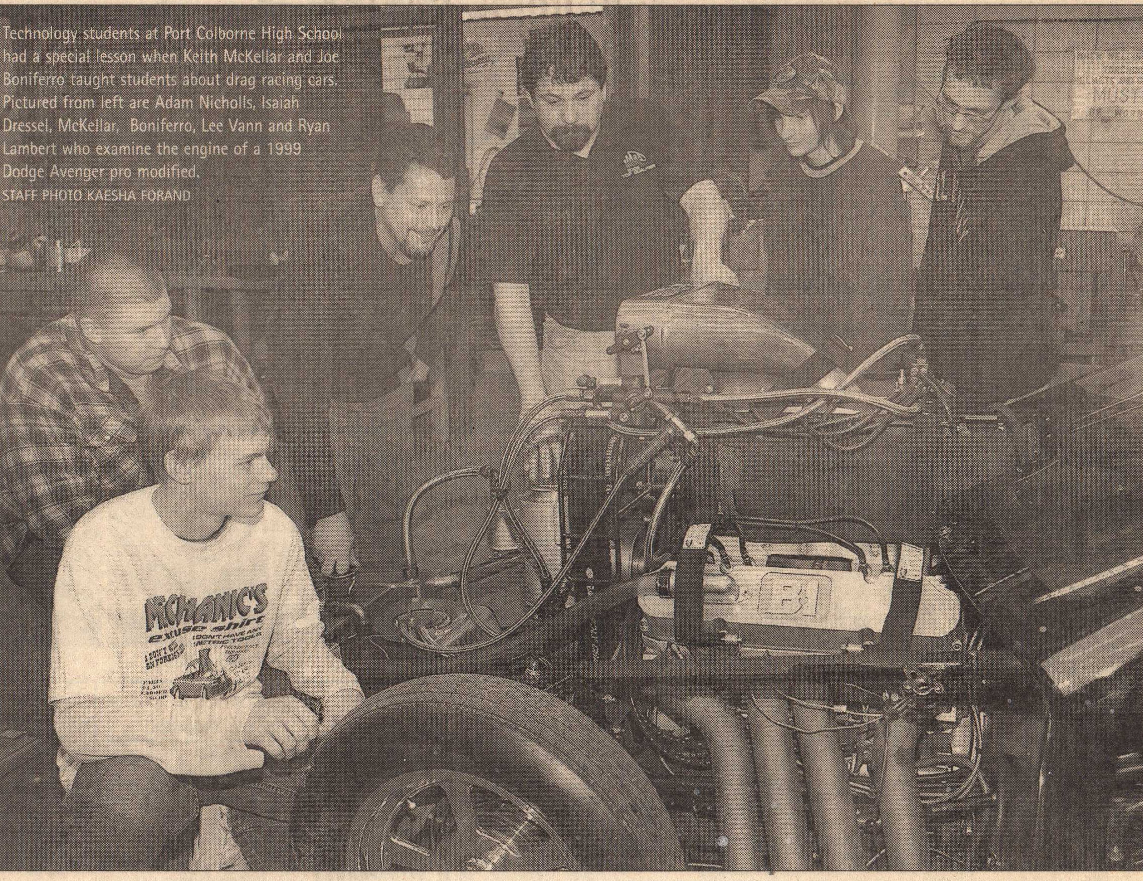 Joe & Keith at Port Colborne High School with technology students in 2006