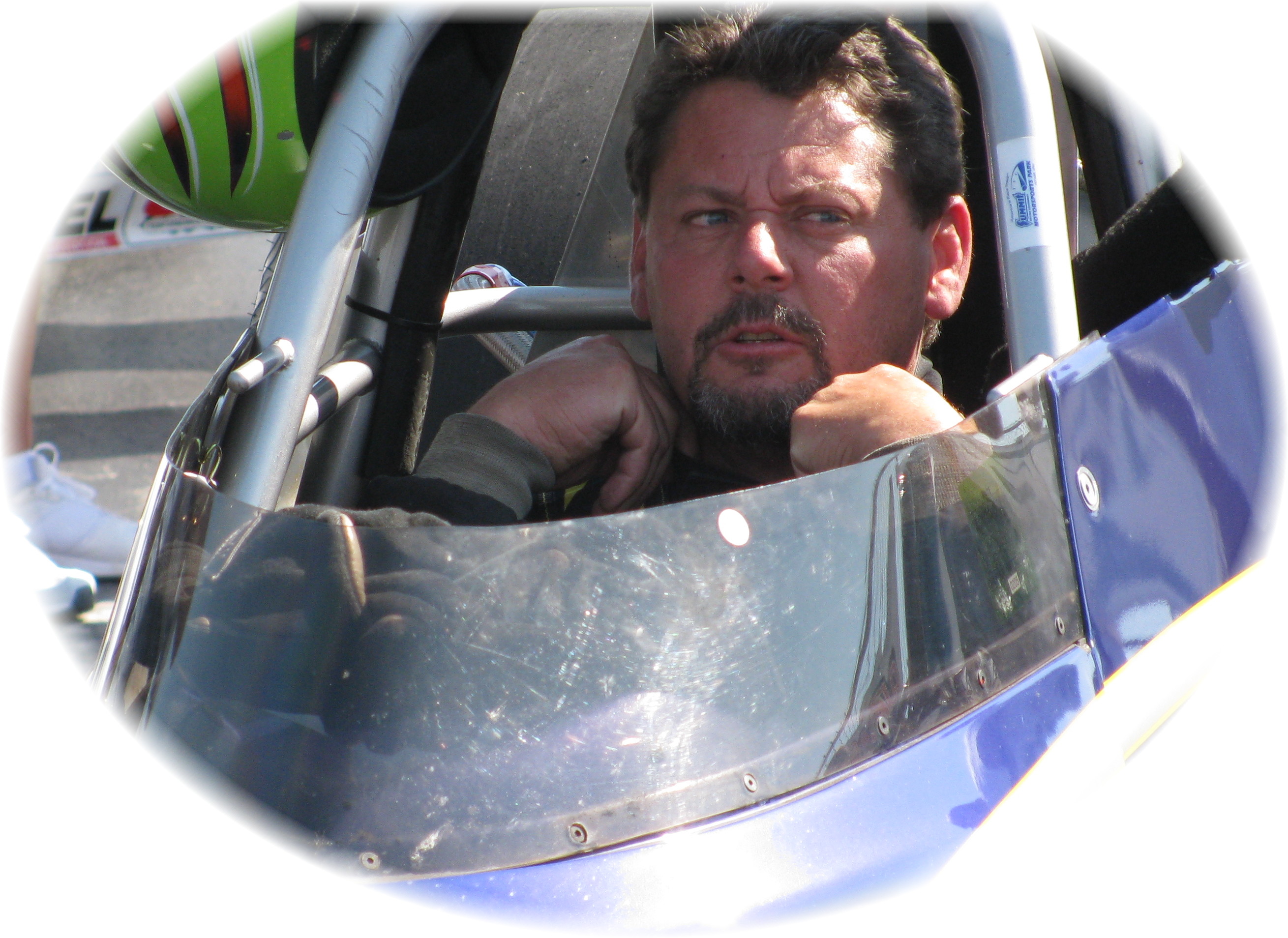 The Driver with a Look of intent as he goes into the driving zone